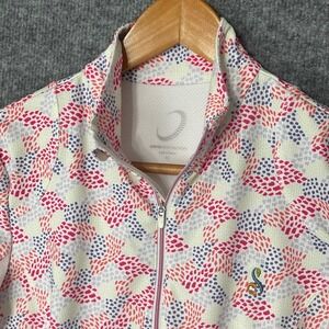 Zero Restriction Golf‎ 1/4 Zip Pullover XS White Pink Print Long Sleeve Athletic